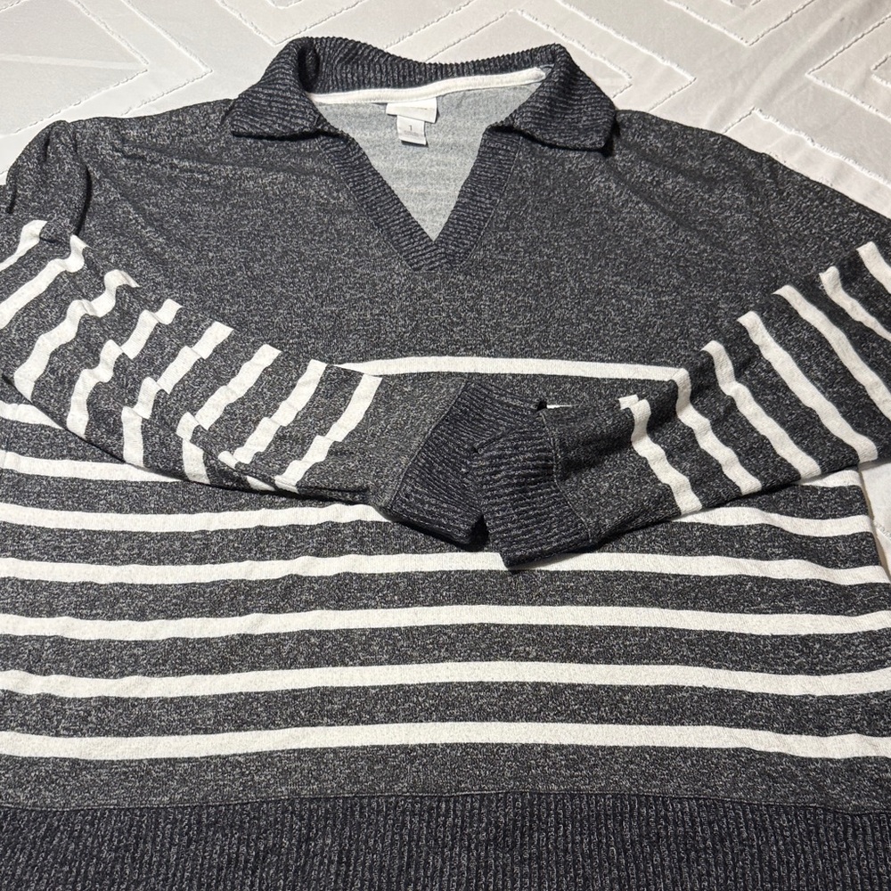 Women’s  Weekends by Chicos
Gray Striped Sweater